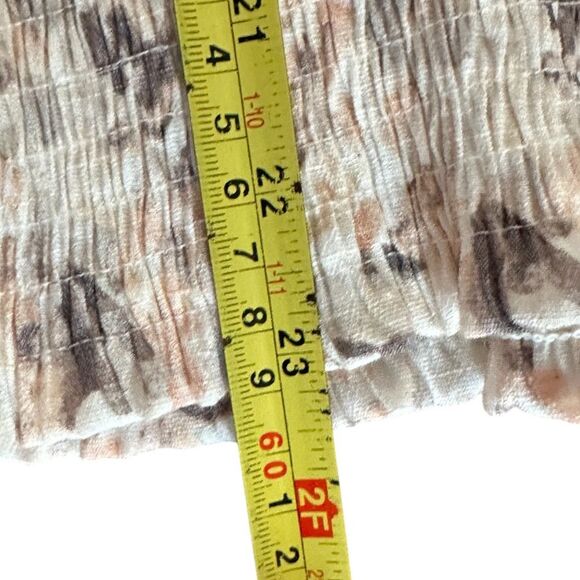 Nine West Womens Smocked Balloon 1/2 Sleeve V Neck Blouse Top Grey Floral Medium - Picture 5 of 8